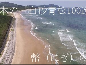 日本の「白砂青松100選」幣（にぎ）の浜でドローン空撮
